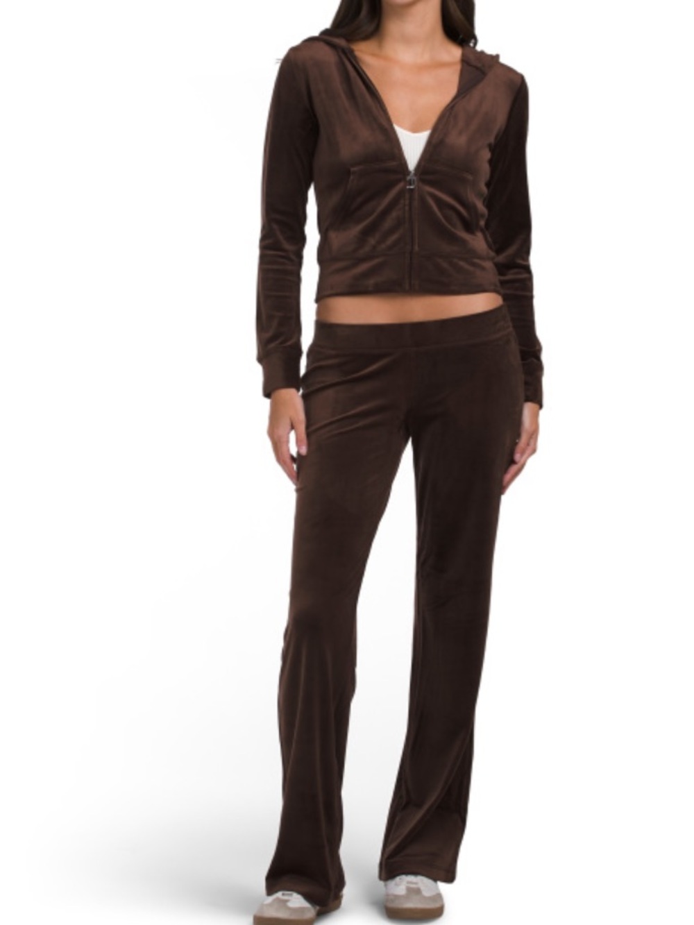 Juicy Couture Brown Velour Zip Hoodie & Flared Pants Set - Women